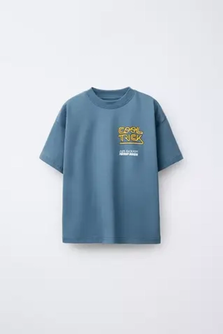 ZARA ФУТБОЛКА С НАДПИСЬЮ, СИНИЙ