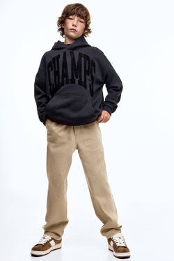 H&M Толстовка с капюшоном и принтом, серый