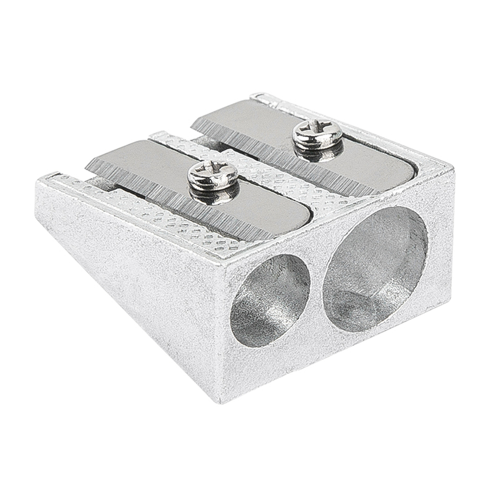 Точилка DELI "39762", металлическая, 2 отверстия, серебро