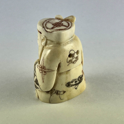 Статуэтка нэцкэ Дзюродзин с табличкой иероглиф счастье