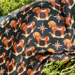 Шаль 120*120см, ЛОШАДКИ на чёрном