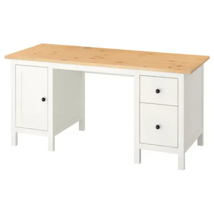 Письменный стол с ящиками - IKEA HEMNES/ХЕМНЭС ИКЕА, 155х65 см, белый/светло-коричневый