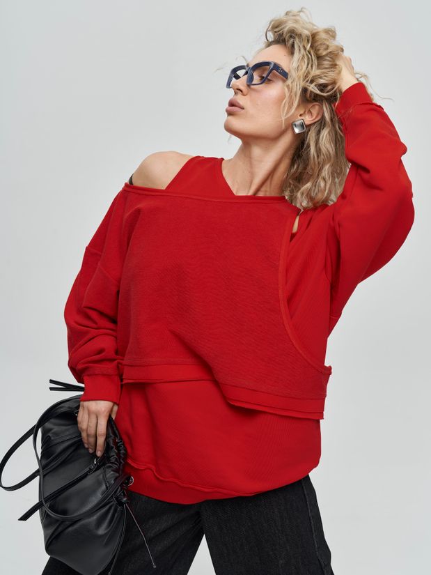 Свитшот двойной, красный
