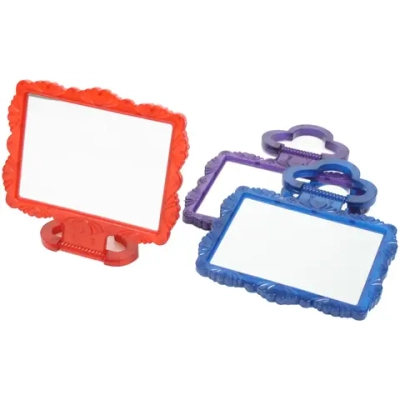 Зеркало настольное в пластиковой оправе «Резная окантовка» прямоугольник, подвесное 15*12,5см (Стикер на минивложение 25шт)