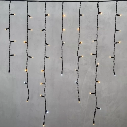 Светодиодная бахрома с колпачком 3,2*0,9 м., 168 экстра теплых белых LED ламп, мерцание, каучуковый черный провод, LTC (LL168BLW-1-2EWW)