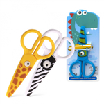 Ножницы детские, Alingar, 12 см, пластик. ручка, пластик. лезвия, закруг концы, принт на лезвии, "Funny animals", ассорти, европодвес