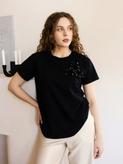 Футболка нарядная оверсайз с цветами