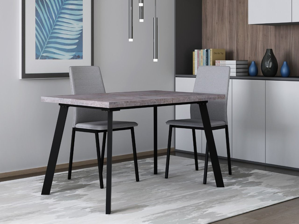 Стол кухонный обеденный раздвижной Дуб Табачный/Чёрный, МИЛАН, 138х80х75,5 см