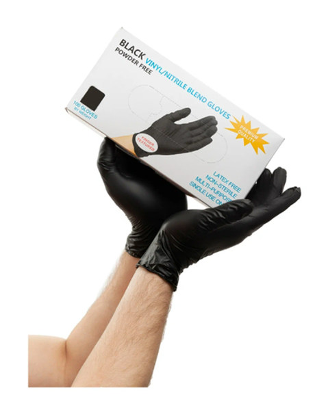 Перчатки одноразовые нитриловые неопудренные Чёрные