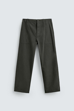 ZARA БРЮКИ RELAXED FIT С ХЛЯСТИКАМИ, КОРИЧНЕВЫЙ