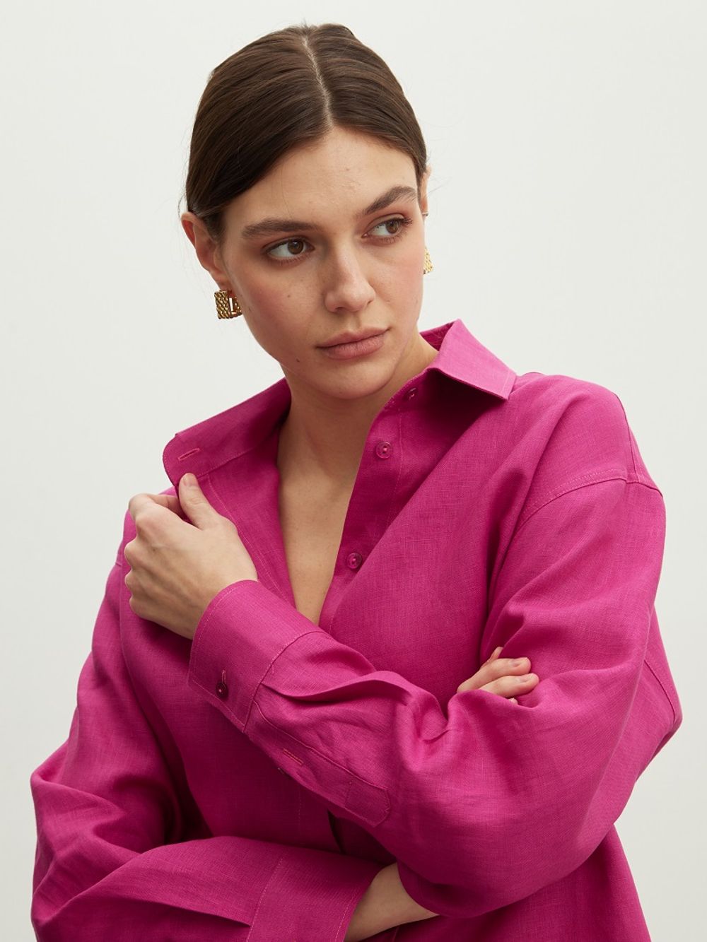 Рубашка Хельсинки Фуксия лен