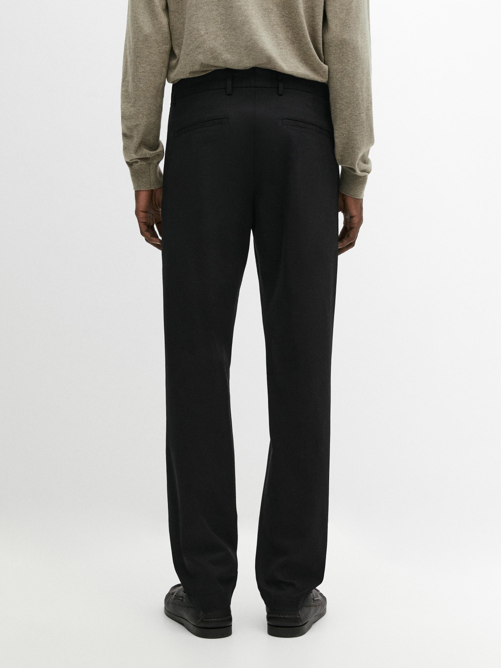 Massimo Dutti Зауженные брюки из смесовой хлопковой ткани, темно-синий