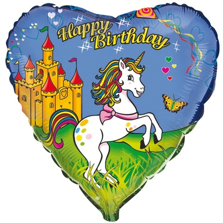 Ф 18" Сердце HB Единорог 40 см.