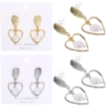 Серьги «ЭЛЛОДИ», сердечки, цвет золото и серебро, 3,5*3,5см