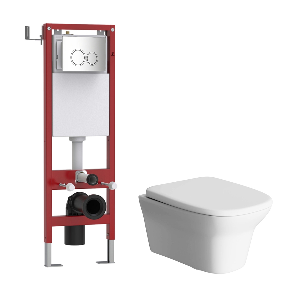 Комплект WAVE "Система инсталляции МЕХАНИКА 380+унитаз "STONE"+круглая кнопка W3 хром"