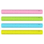 Линейка 30см, с держателем, пластиковая, прозрачная, флуоресцентная, Стамм, в ассортименте
