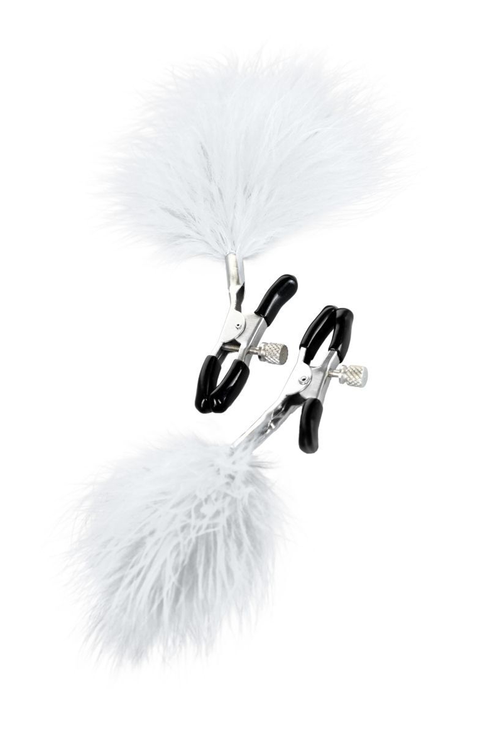 Зажимы для сосков TOYFA Theatre с белым пухом (Цвет: белый)