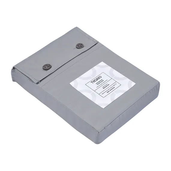 Простыня на резинке из премиального сатина светло-серого цвета из коллекции essential,  180х200х30 с