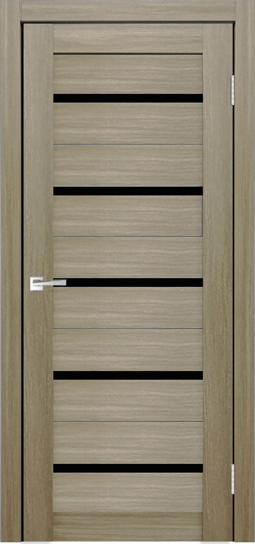 Межкомнатная дверь X-3 / Цвет Тон Неаполь / Остекление "Лакобель черное" / Двери Верда