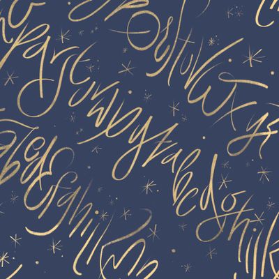 Золотые буквы на синем