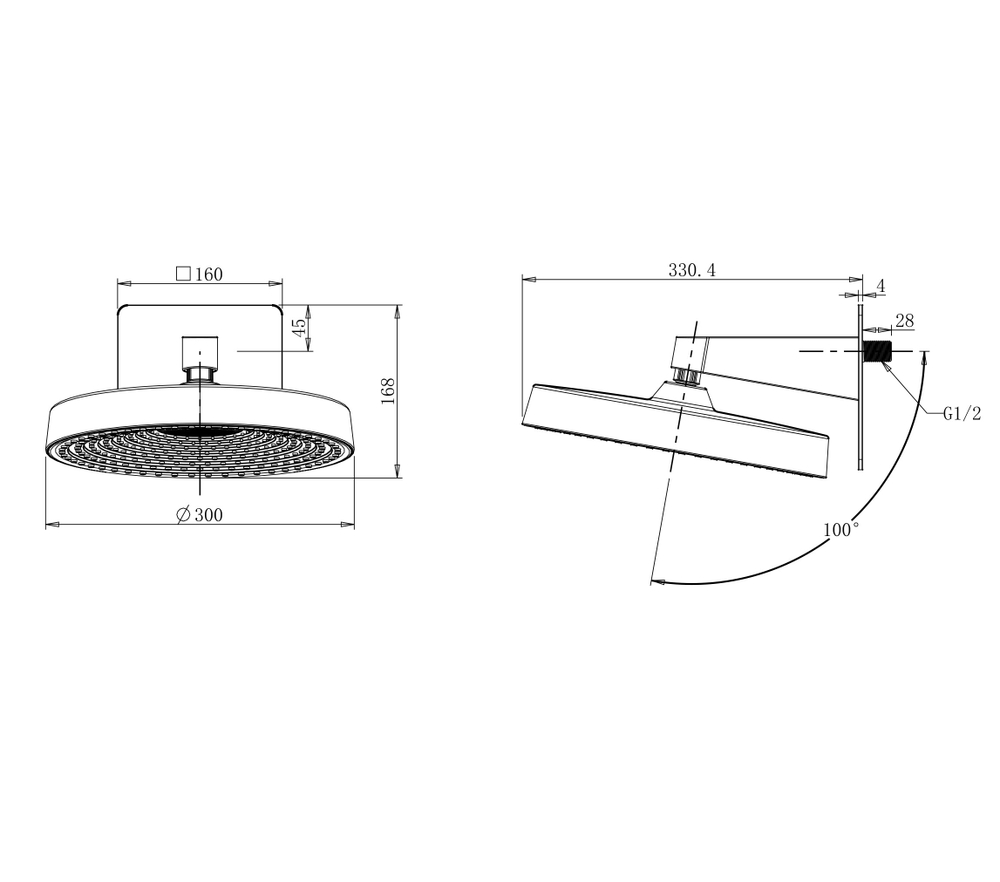 Верхний душ WONZON & WOGHAND, Брашированное золото (WW-HS099-BG)