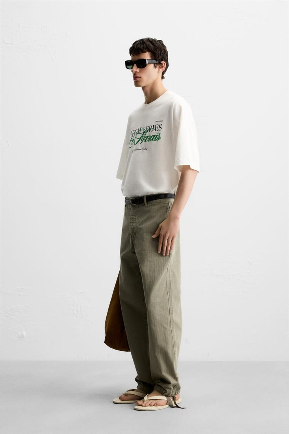 ZARA ФУТБОЛКА С НАДПИСЬЮ, БЕЛЫЙ