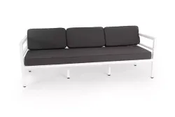 "Эстелья" диван 3-местный, каркас алюминий белый муар, ткань темно-серая 027