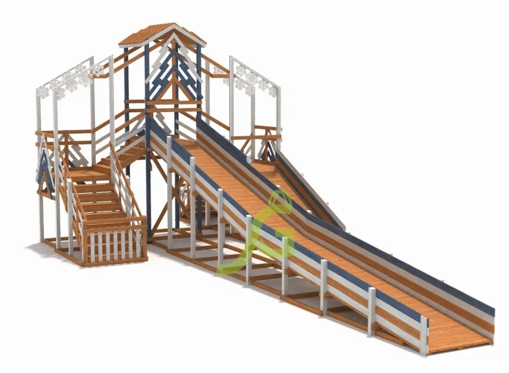 Зимняя деревянная горка "IgraGrad Snow Fox 12 м" с двумя скатами мод.6 ЦЕНА ПО ЗАПРОСУ