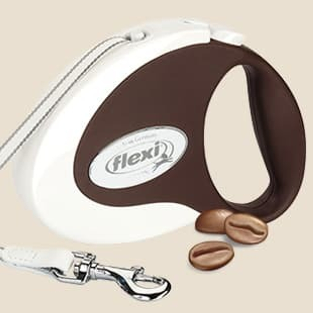 FLEXI рулетка Coffe Collection "Expresso" S (до 12 кг) ремень 3 м темно-коричневая
