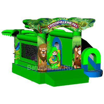 Надувной коммерческий батут Тропический лес 4х4х2,5 м