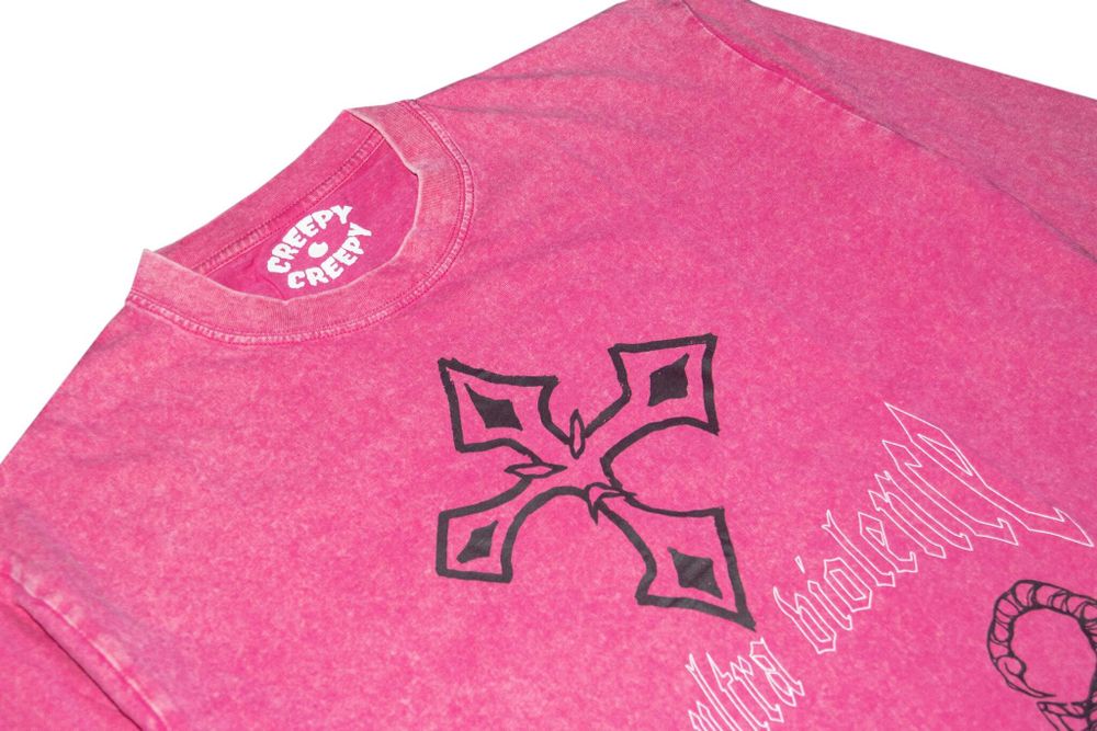 Лонгслив Creepy Clothing Скорпики garment dyed розовый