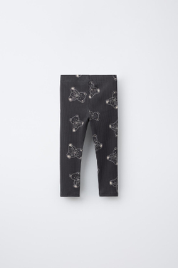 ZARA ЛЕГИНСЫ В РУБЧИК С ПРИНТОМ, АНТРАЦИТОВО-СЕРЫЙ