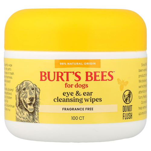 Burt's Bees, салфетки для очищения глаз и ушей, для собак, без отдушки, 100 шт.