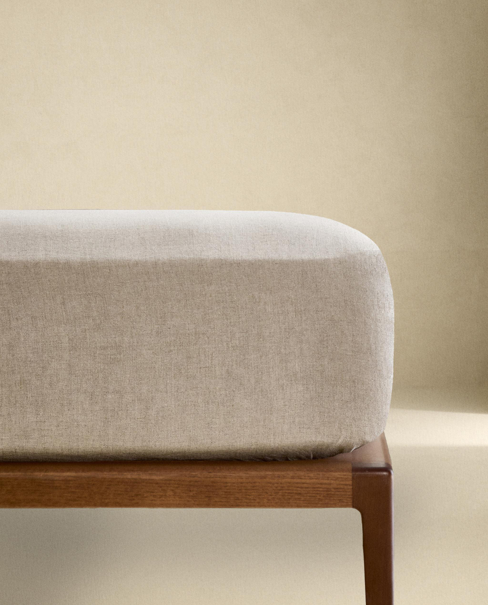 Zara Home - Простыня льняные брюки / 30 см высокий, светло-бежевый, 180х200х30 см