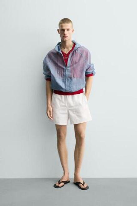 ZARA ШОРТЫ RELAXED FIT ИЗ РЕЛЬЕФНОЙ ТКАНИ, БЕЛЫЙ