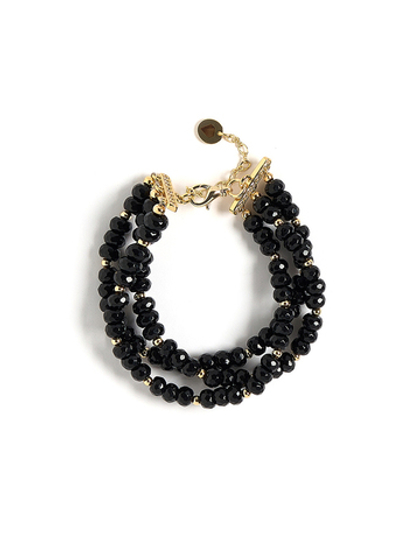 Браслет "Black night" из черного агата Gold