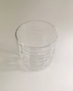 ZARA HOME СТАКАН С РЕЛЬЕФНЫМ УЗОРОМ «КВАДРАТЫ», ПРОЗРАЧНЫЙ