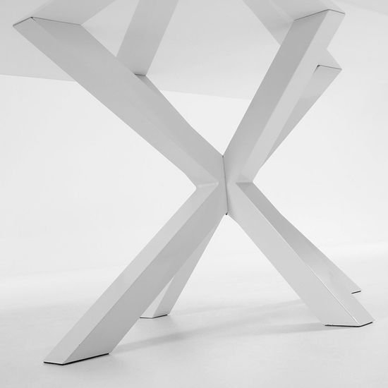 Белый лакированный стол Arya со стальными ножками 200x100