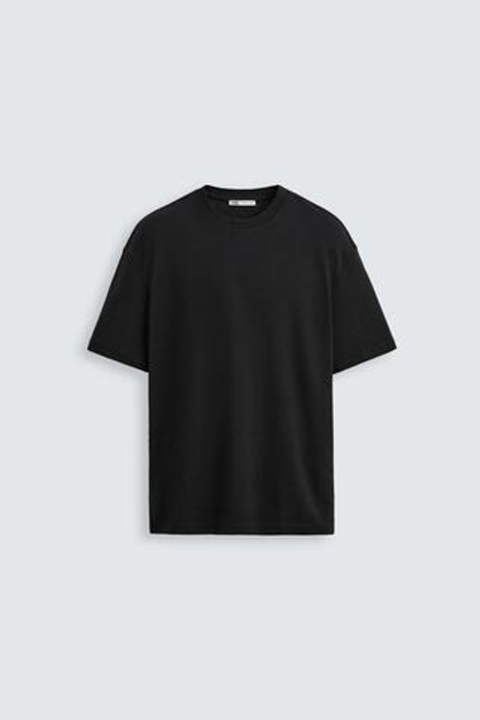 ZARA ФУТБОЛКА RELAXED FIT INTERLOCK, ЧЕРНЫЙ