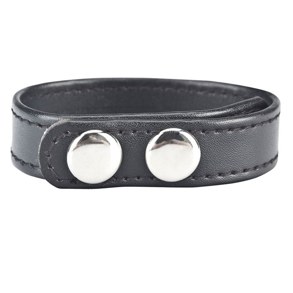 Кольцо на пенис SNAP COCK RING из искусственной кожи на клепках (Цвет: черный)