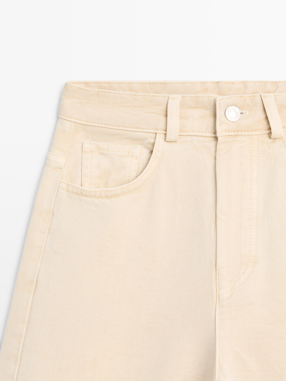 Massimo Dutti Брюки с низкой посадкой и широкими штанинами, ванильный