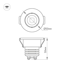Встраиваемый светильник Arlight LTM-R50WH 5W Warm White 25deg