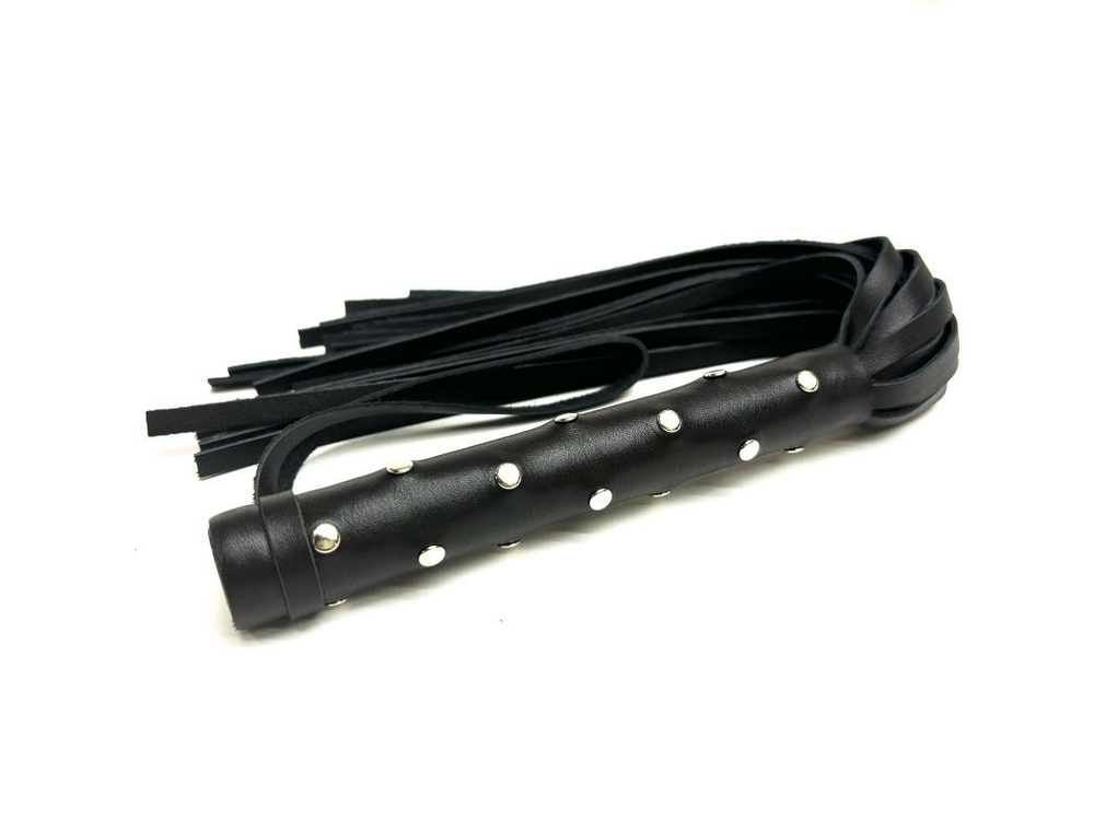 Кожаная плеть «Звездное небо» - 43 см. (Цвет: черный)