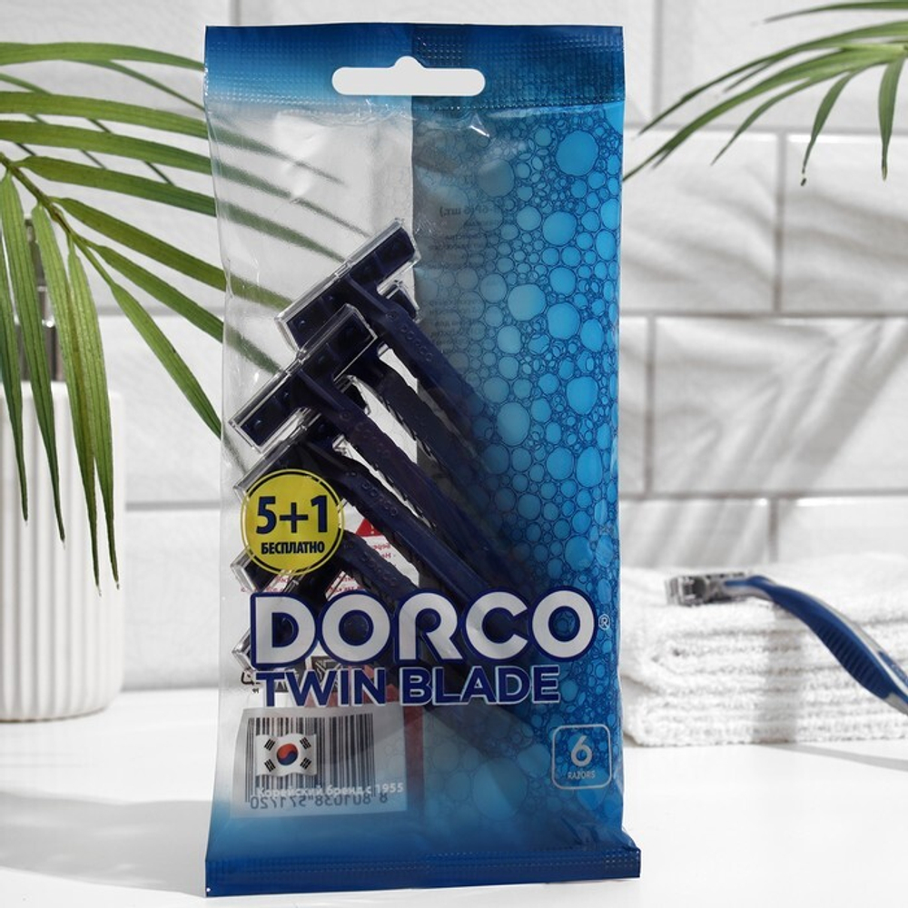 Dorco Станок бритвенный Blade 2, одноразовый, (5 шт + 1 шт в подарок)