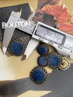 Пуговицы мягкий квадрат состаренное золото с синим бархатом