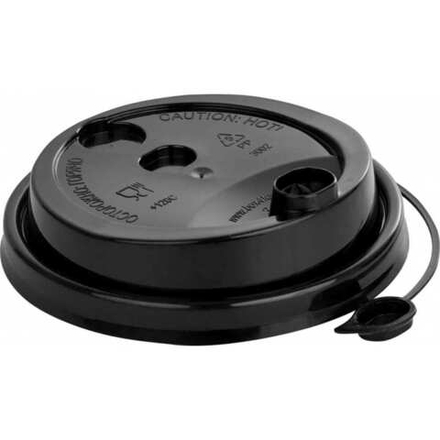 Крышка 80 мм с клапаном Черная ПП Покров. Полимер (50шт/уп)