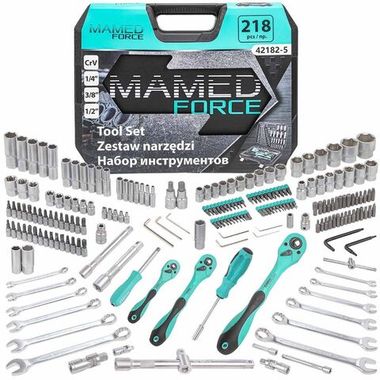Набор инструментов 218пр. 1/4'', 3/8'', 1/2''(6гр.) MAMEDFORCE MF-42182-5