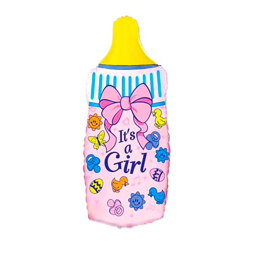 Шар фольгированный Фигура "Бутылочка для девочки" 31'' с гелием