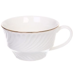 Чайная пара «Верона» (кружка 230мл, блюдце) белая с золотой каймой