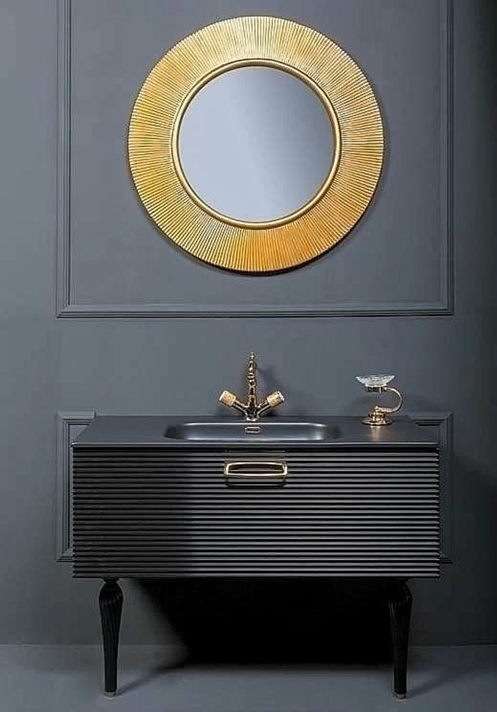 Тумба с раковиной Armadi Art Vallessi Avantgarde Linea 80 черный с золотом